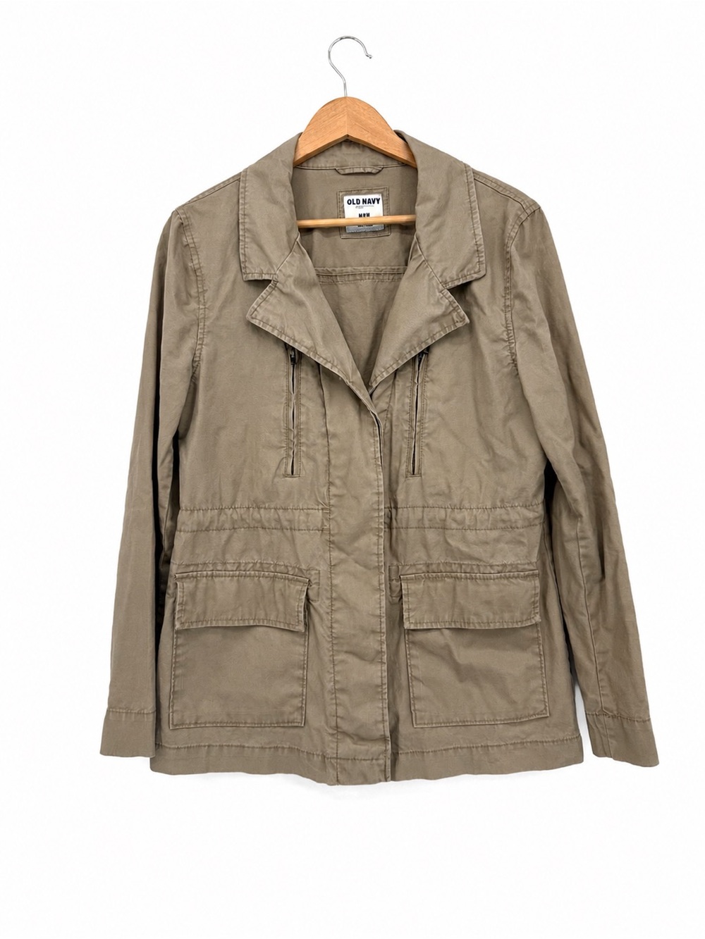 Old Navy Khaki Utility Field Jacket Womens M Cotton Y2k Style